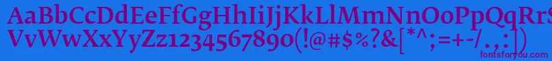 FedraserifbproMedium Font – Purple Fonts on Blue Background