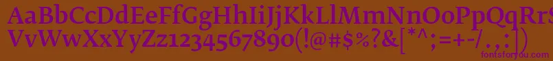 FedraserifbproMedium Font – Purple Fonts on Brown Background