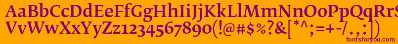 FedraserifbproMedium Font – Purple Fonts on Orange Background
