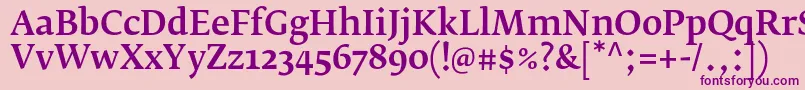 FedraserifbproMedium Font – Purple Fonts on Pink Background