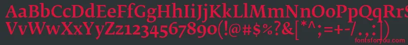 FedraserifbproMedium Font – Red Fonts on Black Background