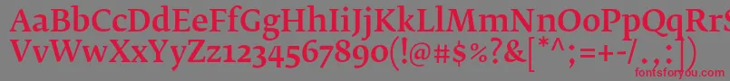 フォントFedraserifbproMedium – 赤い文字の灰色の背景