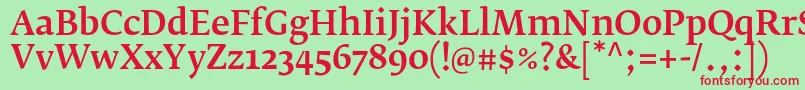 FedraserifbproMedium Font – Red Fonts on Green Background
