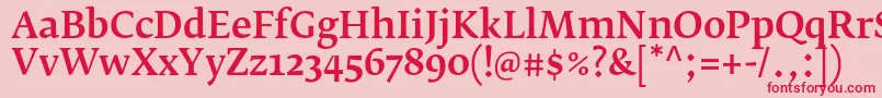 フォントFedraserifbproMedium – ピンクの背景に赤い文字