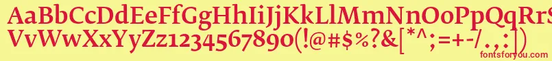 FedraserifbproMedium Font – Red Fonts on Yellow Background