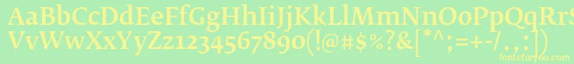 FedraserifbproMedium Font – Yellow Fonts on Green Background