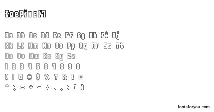 Шрифт IcePixel7 – алфавит, цифры, специальные символы
