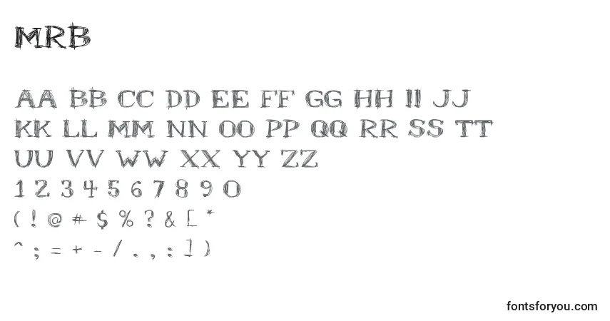 Czcionka Mrb – alfabet, cyfry, specjalne znaki