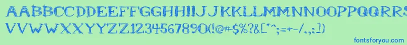 Mrb-Schriftart – Blaue Schriften auf grünem Hintergrund