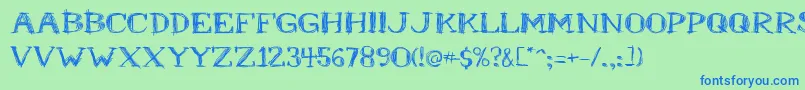 フォントMrb – 青い文字は緑の背景です。