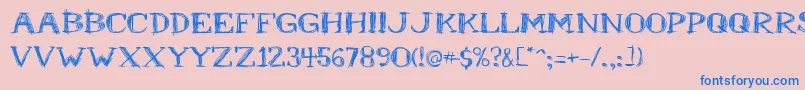 Mrb-Schriftart – Blaue Schriften auf rosa Hintergrund