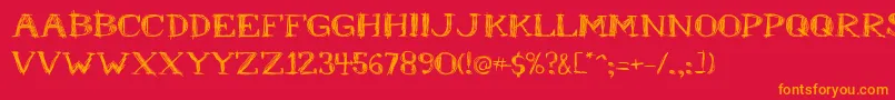 Mrb-Schriftart – Orangefarbene Schriften auf rotem Hintergrund