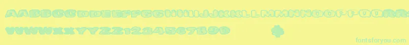 フォントDangerwaffles – 黄色い背景に緑の文字
