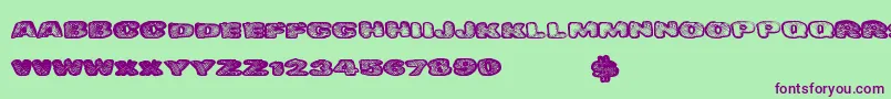 Шрифт Dangerwaffles – фиолетовые шрифты на зелёном фоне