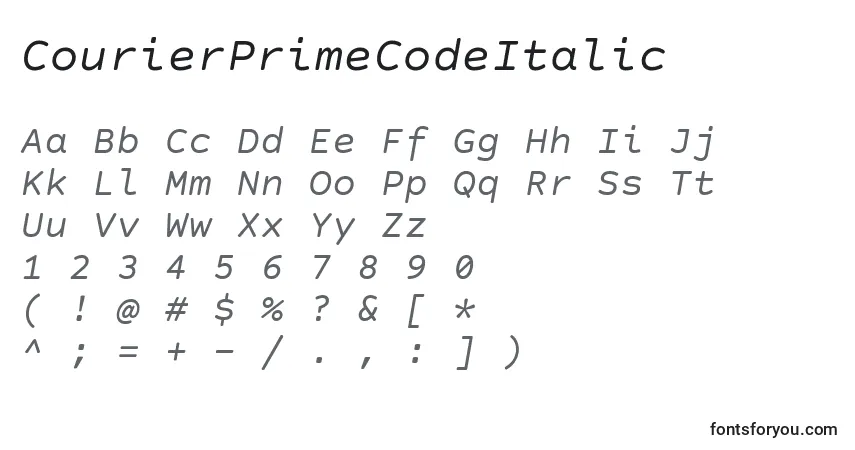 CourierPrimeCodeItalicフォント–アルファベット、数字、特殊文字