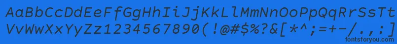 Fonte CourierPrimeCodeItalic – fontes pretas em um fundo azul