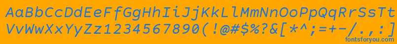 CourierPrimeCodeItalic Font – Blue Fonts on Orange Background