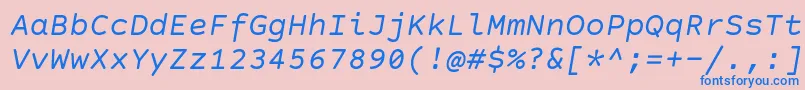 フォントCourierPrimeCodeItalic – ピンクの背景に青い文字