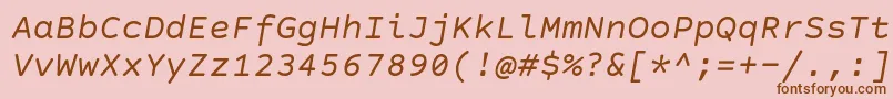 フォントCourierPrimeCodeItalic – ピンクの背景に茶色のフォント