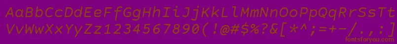 フォントCourierPrimeCodeItalic – 紫色の背景に茶色のフォント