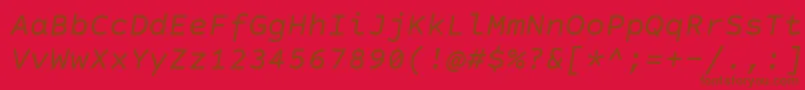 フォントCourierPrimeCodeItalic – 赤い背景に茶色の文字