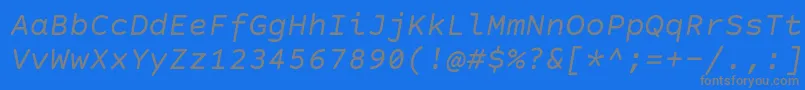 Fonte CourierPrimeCodeItalic – fontes cinzas em um fundo azul