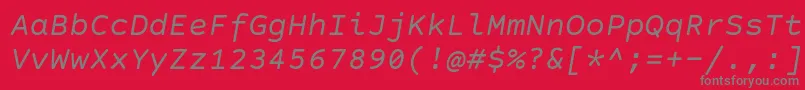 フォントCourierPrimeCodeItalic – 赤い背景に灰色の文字