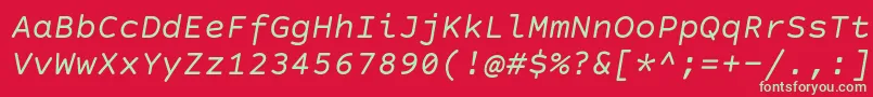 Шрифт CourierPrimeCodeItalic – зелёные шрифты на красном фоне