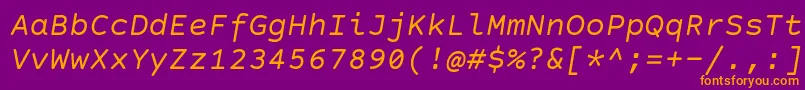 フォントCourierPrimeCodeItalic – 紫色の背景にオレンジのフォント