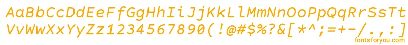 フォントCourierPrimeCodeItalic – 白い背景にオレンジのフォント