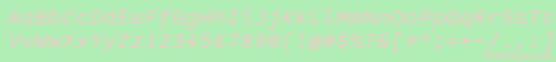 Fonte CourierPrimeCodeItalic – fontes rosa em um fundo verde