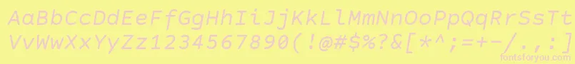 Fonte CourierPrimeCodeItalic – fontes rosa em um fundo amarelo