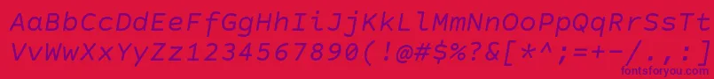 Fonte CourierPrimeCodeItalic – fontes roxas em um fundo vermelho