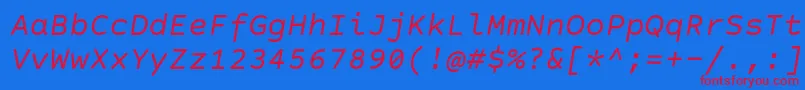 フォントCourierPrimeCodeItalic – 赤い文字の青い背景