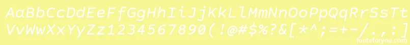 フォントCourierPrimeCodeItalic – 黄色い背景に白い文字