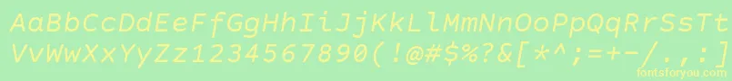 CourierPrimeCodeItalic Font – Yellow Fonts on Green Background