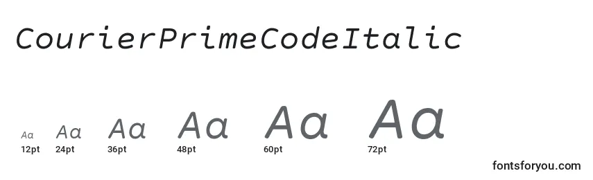 Размеры шрифта CourierPrimeCodeItalic