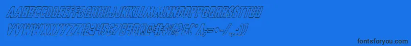 Grimghostoutlineital-Schriftart – Schwarze Schriften auf blauem Hintergrund