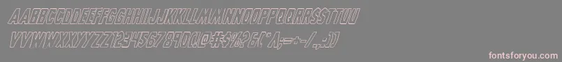 フォントGrimghostoutlineital – 灰色の背景にピンクのフォント