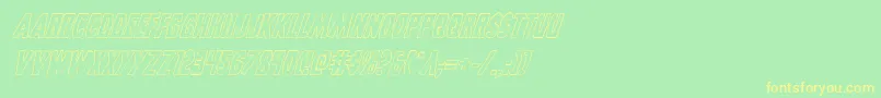 Fonte Grimghostoutlineital – fontes amarelas em um fundo verde