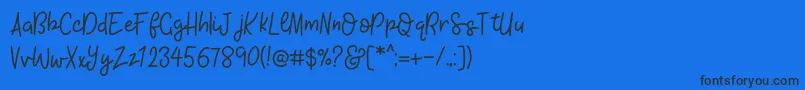 KhBlacklineScriptMedium Font – Black Fonts on Blue Background