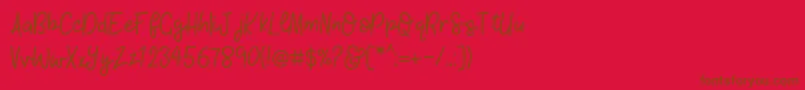 KhBlacklineScriptMedium Font – Brown Fonts on Red Background