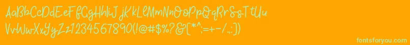 KhBlacklineScriptMedium Font – Green Fonts on Orange Background