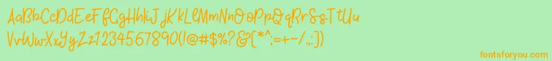 KhBlacklineScriptMedium Font – Orange Fonts on Green Background