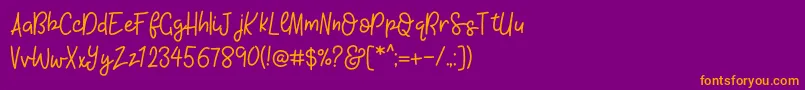 KhBlacklineScriptMedium Font – Orange Fonts on Purple Background