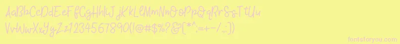 KhBlacklineScriptMedium Font – Pink Fonts on Yellow Background