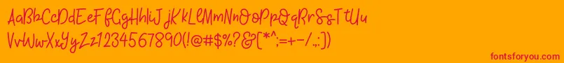 KhBlacklineScriptMedium Font – Red Fonts on Orange Background
