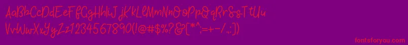 フォントKhBlacklineScriptMedium – 紫の背景に赤い文字