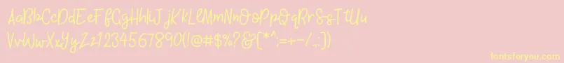 KhBlacklineScriptMedium Font – Yellow Fonts on Pink Background