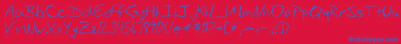 Budangular-Schriftart – Blaue Schriften auf rotem Hintergrund